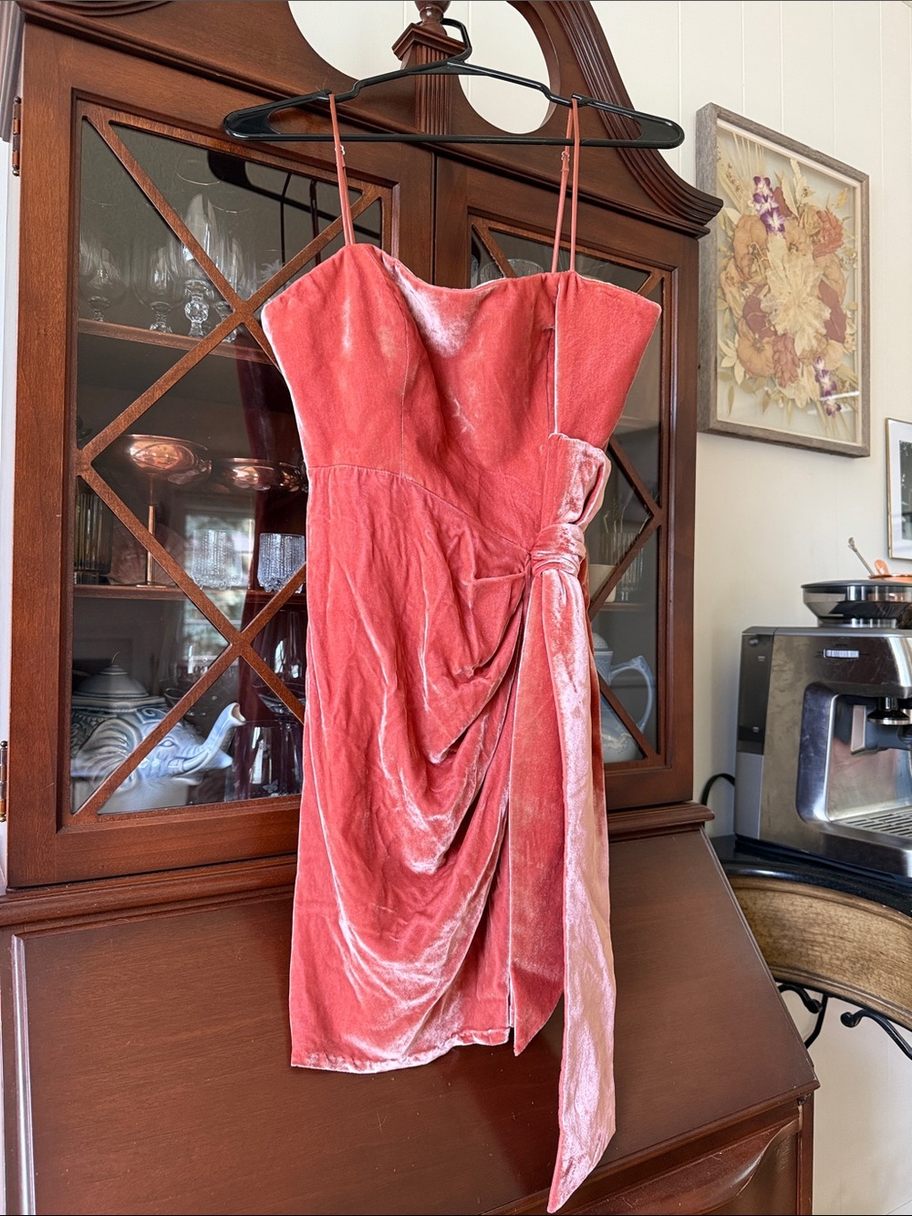 Cinq à sept Women’s Rose Pink Velvet Draped Slip Dress size 2